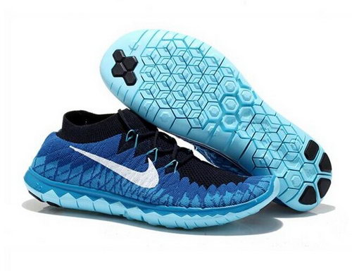 Nike Free Flyknit 3.0 Mens Shoes Ocean Blue White Outlet Online
